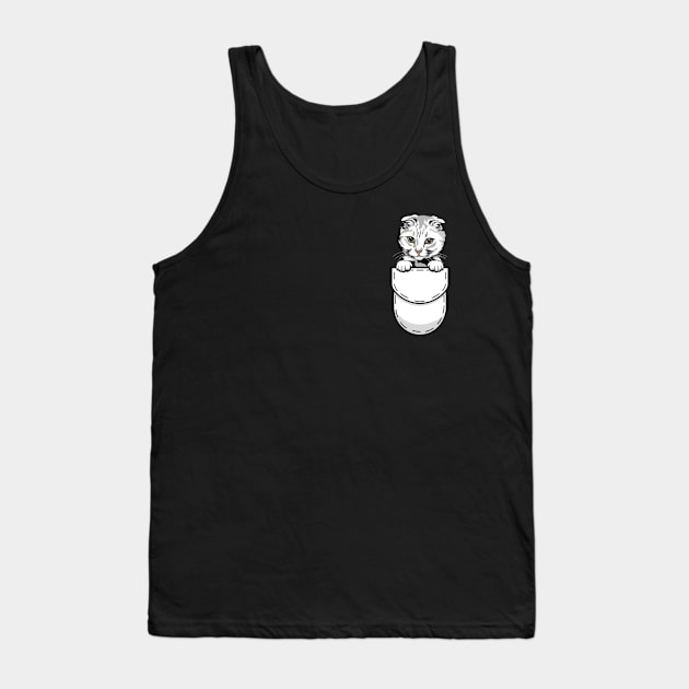 Funny Scottish Fold Pocket Cat Tank Top by Pet My Dog